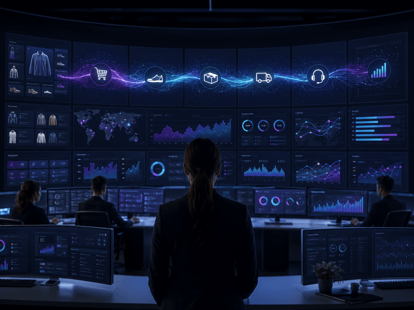 Commerce operations command centre monitoring products orders fulfilment support and business performance