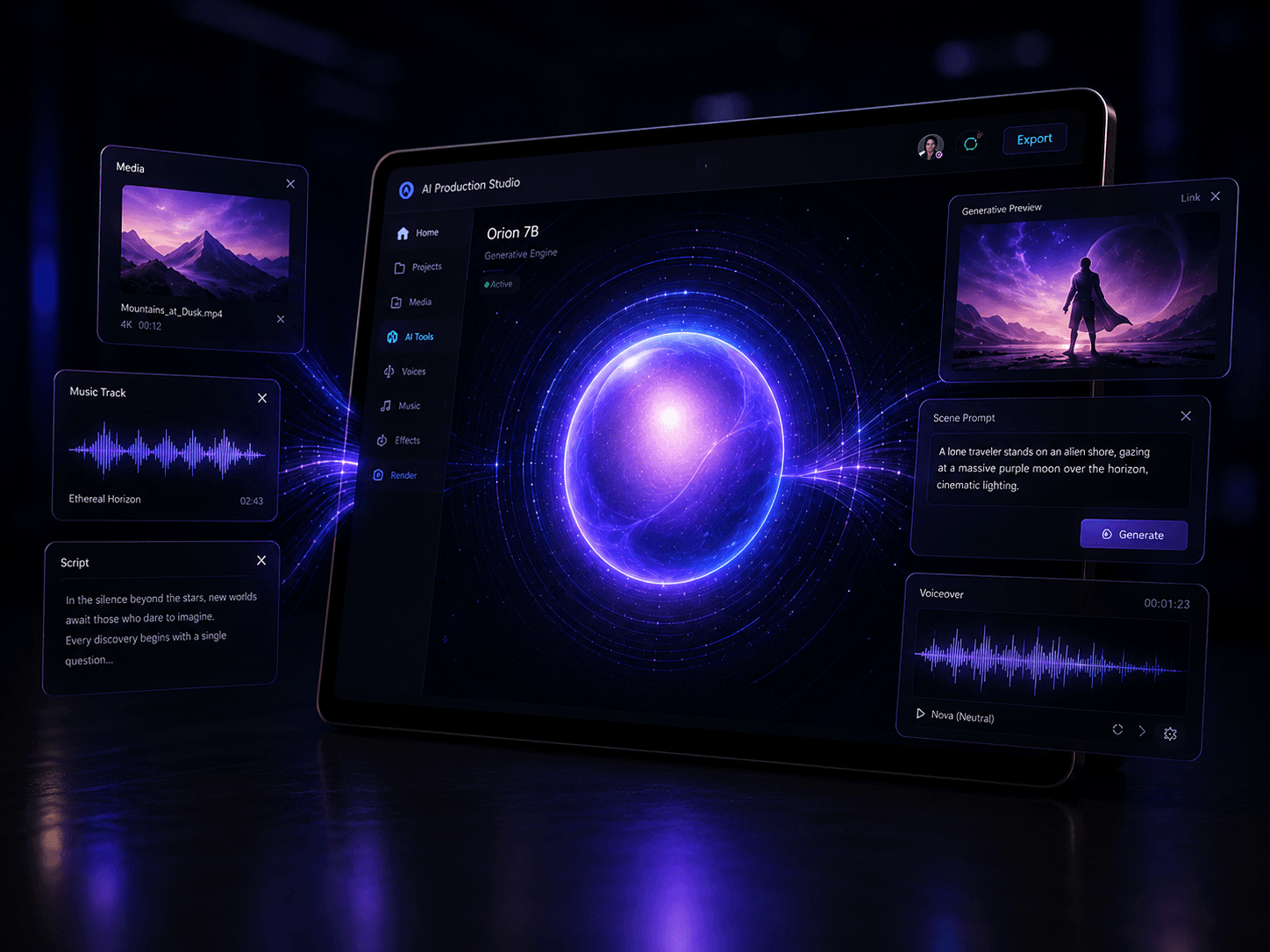 Novalix Studio AI production environment for image, video, audio and creative content workflows