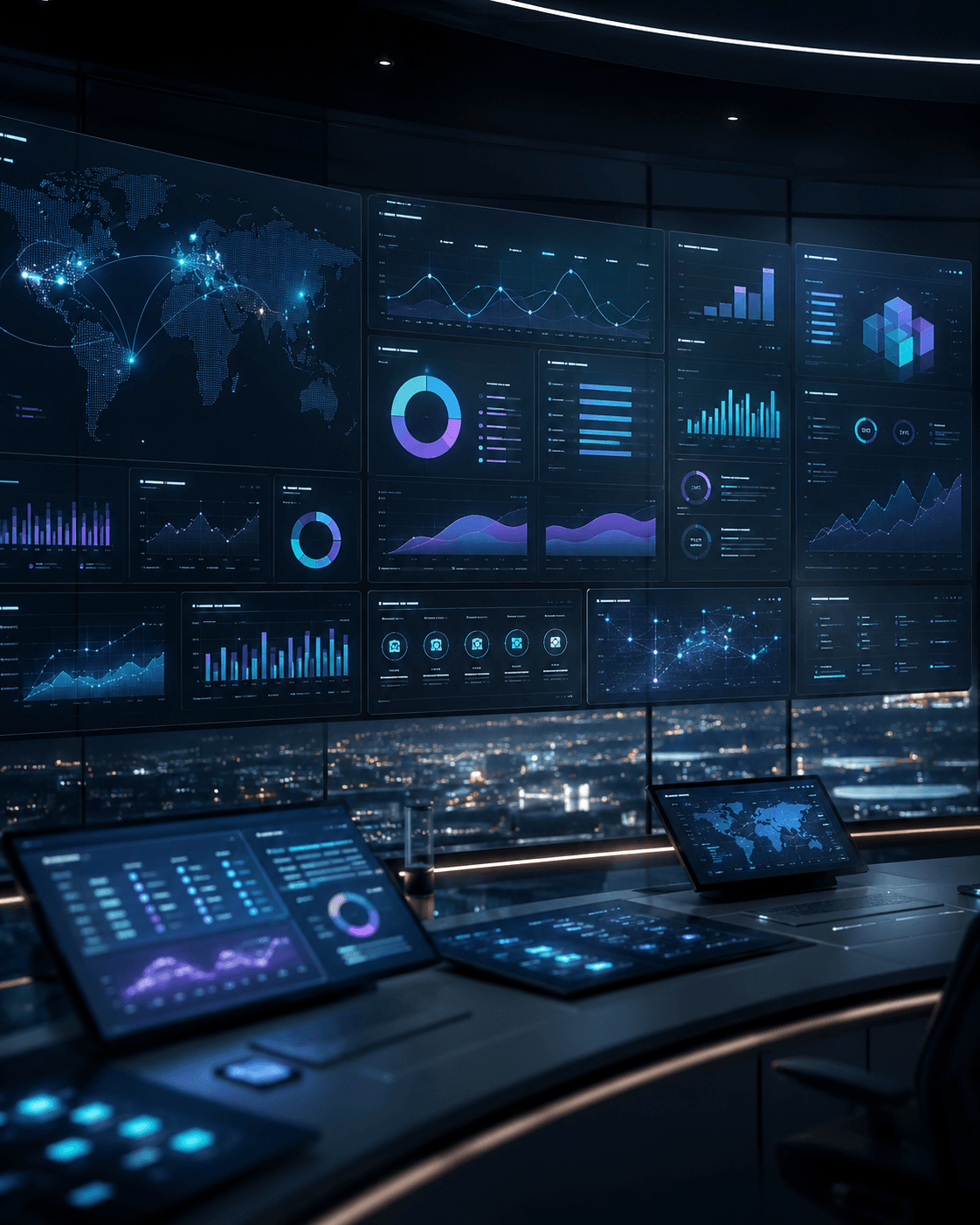 Real-time operational visibility dashboard displaying business performance data and integration health